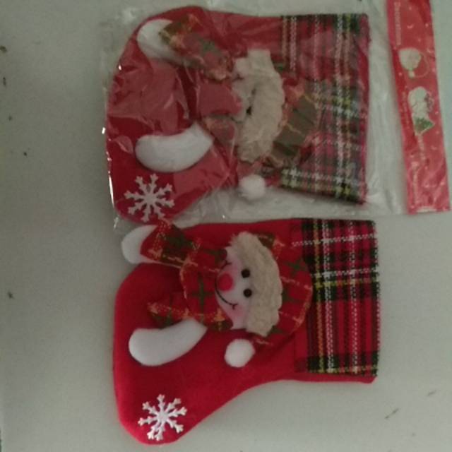 kaos kaki kaus kaki natal gantung flanel hiasan boneka