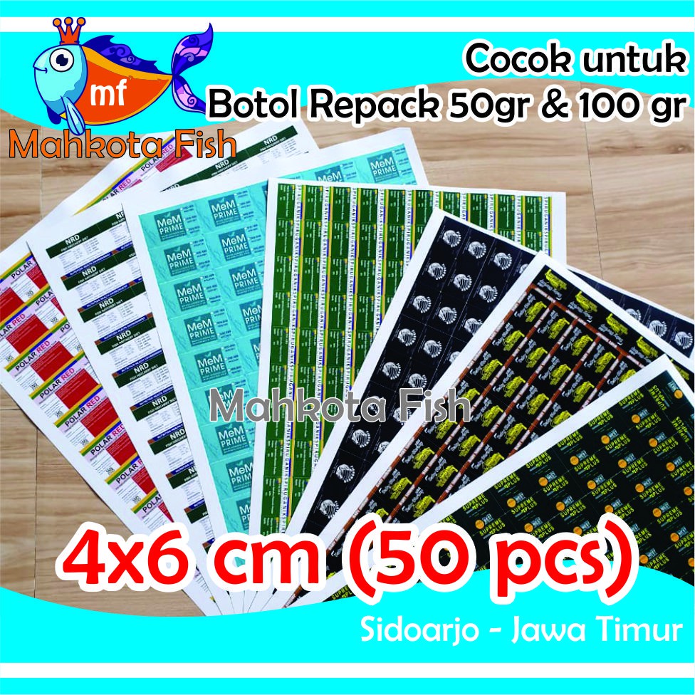 Stiker Repack (4x6) | Mem | Supreme | FishOwner | NRD | Polar Red | Spirulina | Baby Shrimp | Fengli | Sanders | Snack Cupang