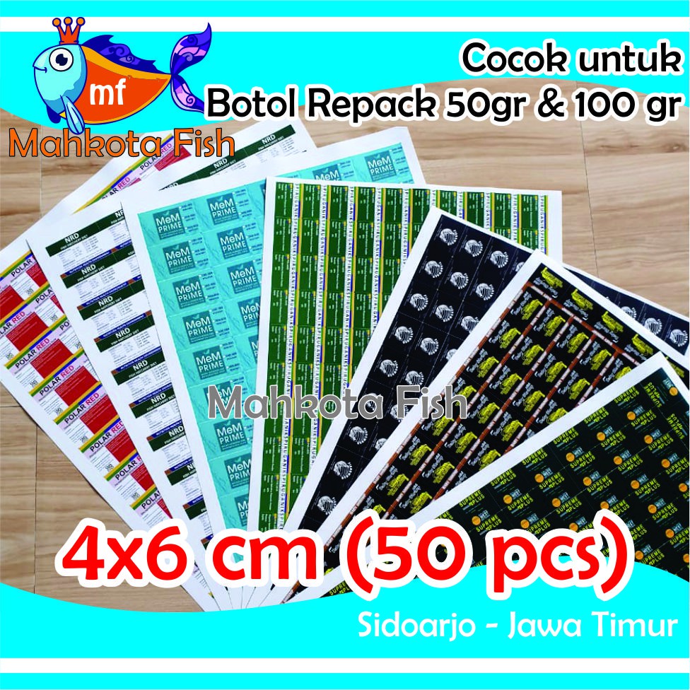 Stiker Repack (4x6) | Mem | Supreme | FishOwner | NRD | Polar Red | Spirulina | Baby Shrimp | Fengli | Sanders | Snack Cupang