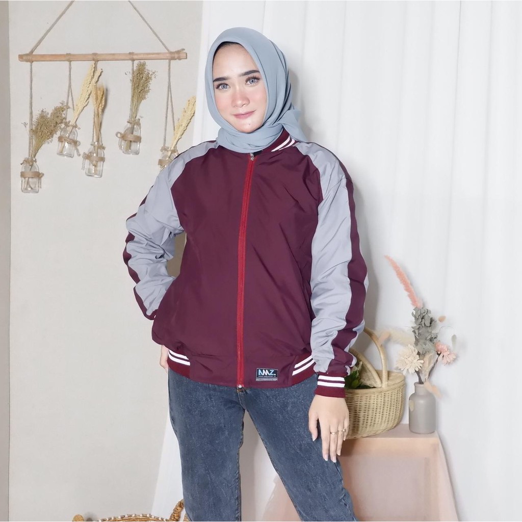 SKJ MAROON |ManNeedMe x AMZ| Jaket Pria Bomber Jaket Parasut Unisex 2 in 1 ORIGINAL