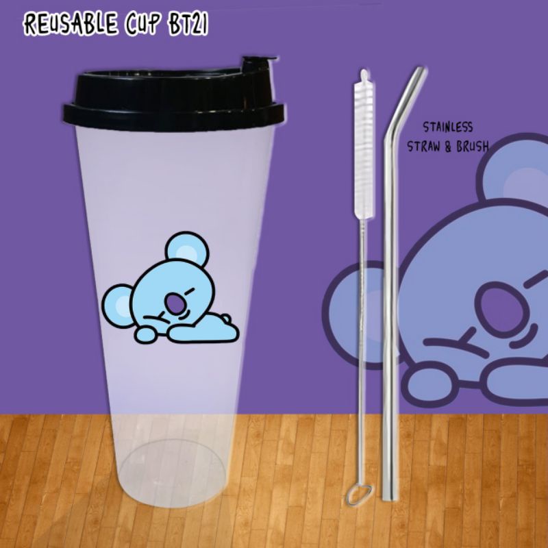 FREE SEDOTAN STAINLESS+FREE BRUSH!!!.REUSABLE CUP B T S/REUSABLE CUP BT 21/TUMBLER B T ES/TEMPAT MINUM LUCU