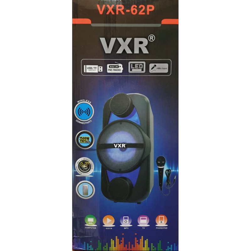 Speaker Portable 6,5 inch Bluetooth + Bonus Mic VXR62P