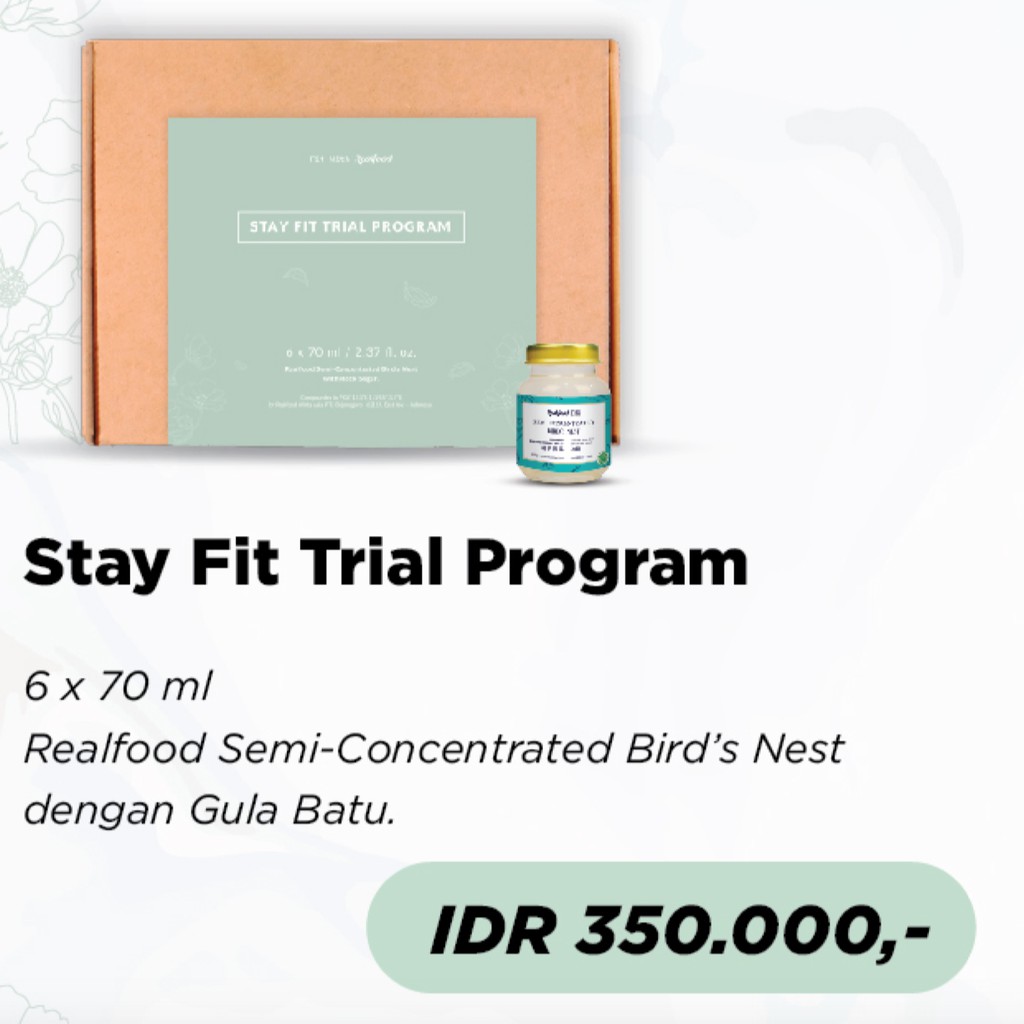 

Realfood Trial Program STAY FIT (6 X 70 ml) SARANG BURUNG WALET ASLI