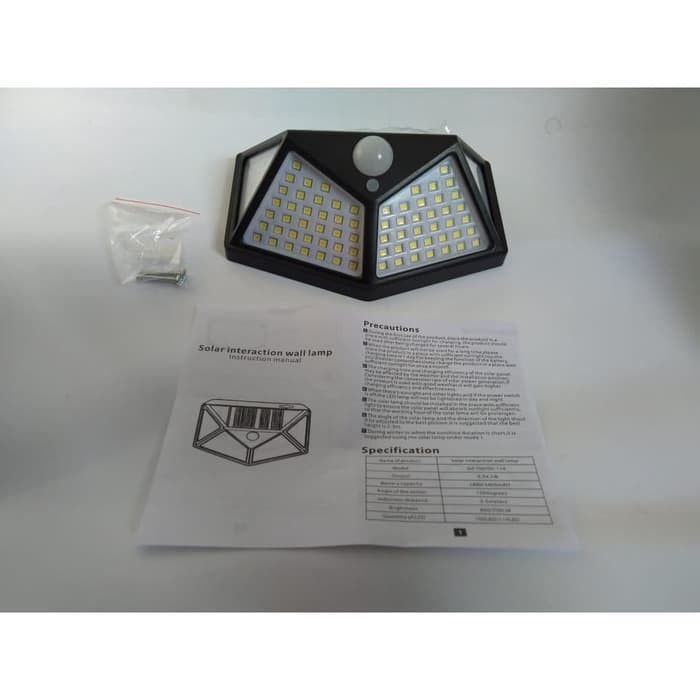 Lampu Solar Tenaga Surya Matahari 3 Mode Sensor 100 LED Dinding Taman Lampu Solar versi 2