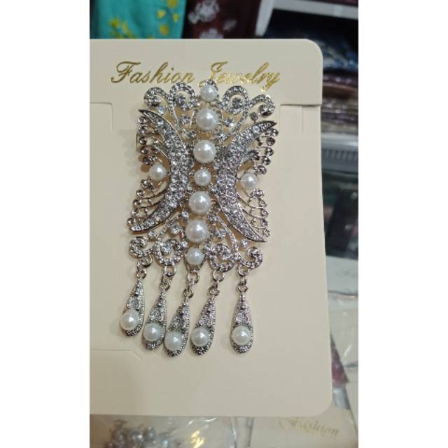 Bros Mutiara Motif Pintu Aceh (ukuran besar)/Bros Fashion Kebaya/Aksesoris Fashion