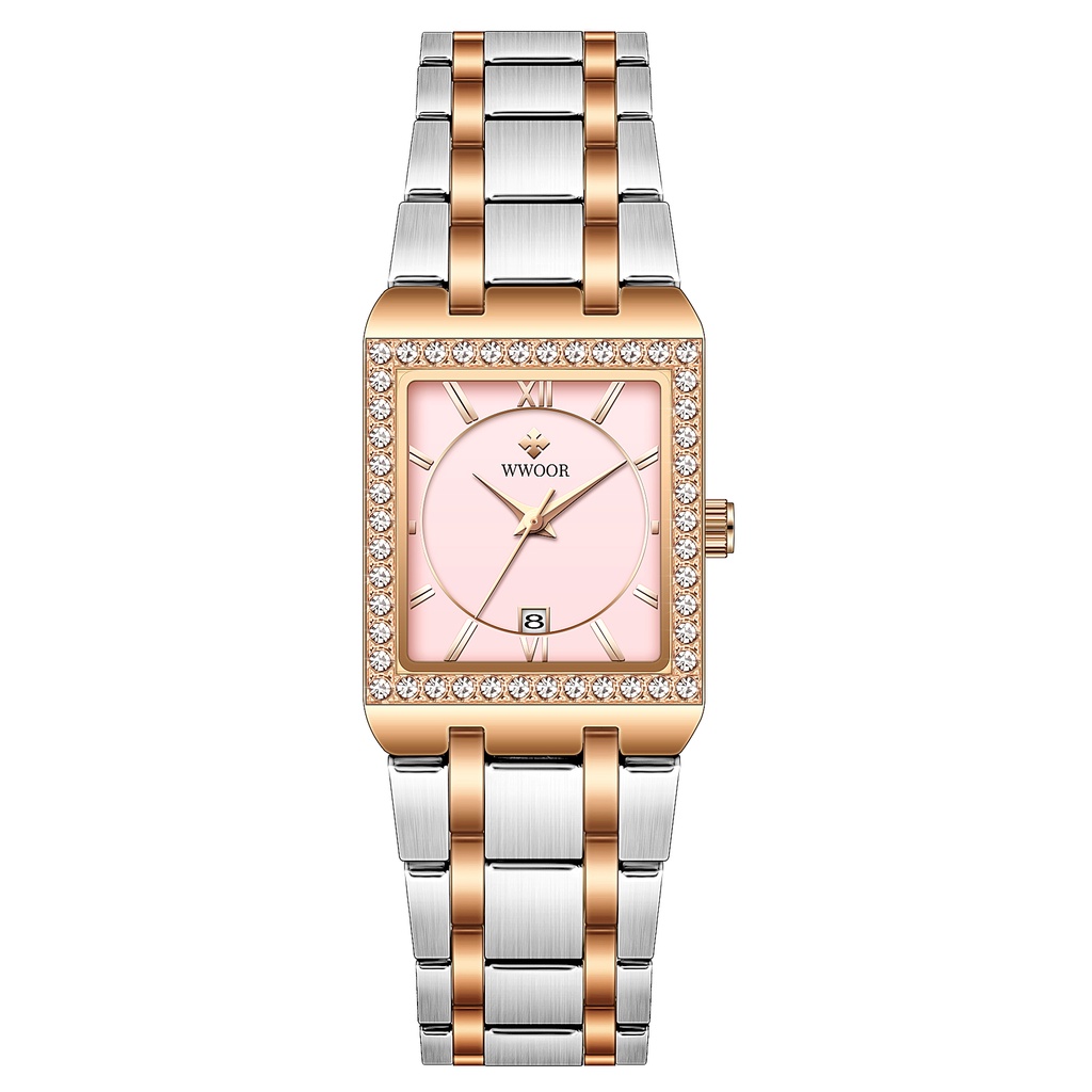 WWOOR Women's Watch Luxury Waterproof Quartz Fashion Business Ladies Free Brand Box-8858L
