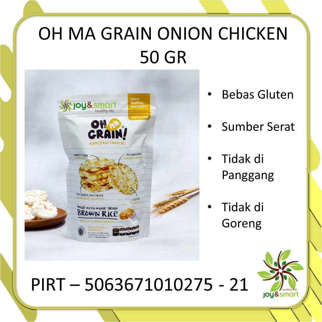 

Joy Smart Healthy Life Oh Ma Grain Popped Rice Cakes Onion Chicken Kreker Beras Ayam Bawang 50gr