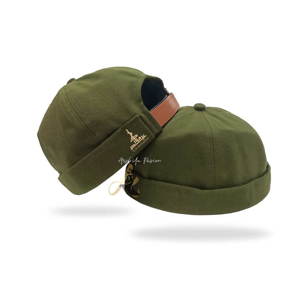 TOPI CAP MIKIHAT CUSTOM TULISAN KALIGRAFI EID MOBAROK