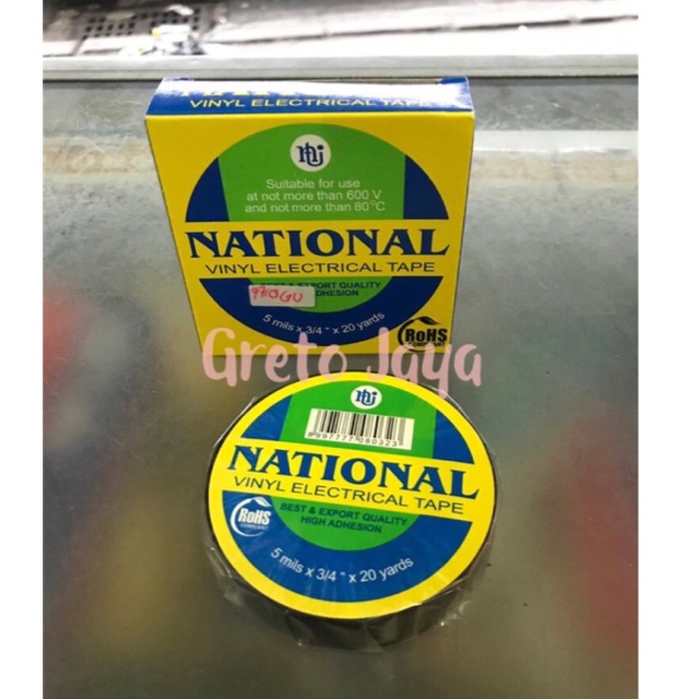 

Isolasi Listrik Hitam Elektrik Tape Solasi Kabel Kotak Bulat Merk NATIONAL