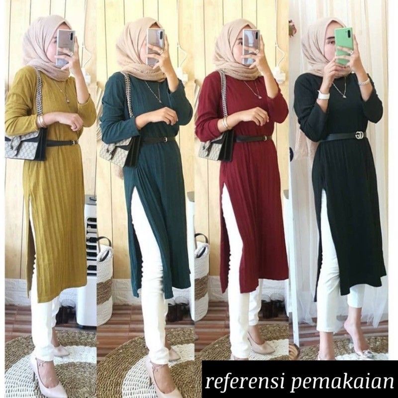 Tunik Dress Salur Rajut / Tunik Panjang / Outerwear