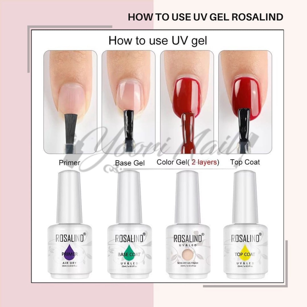 Topcoat rosalind top coat base coat rosalind 15ml basecoat topcoat gel kutek gel polish rosalind