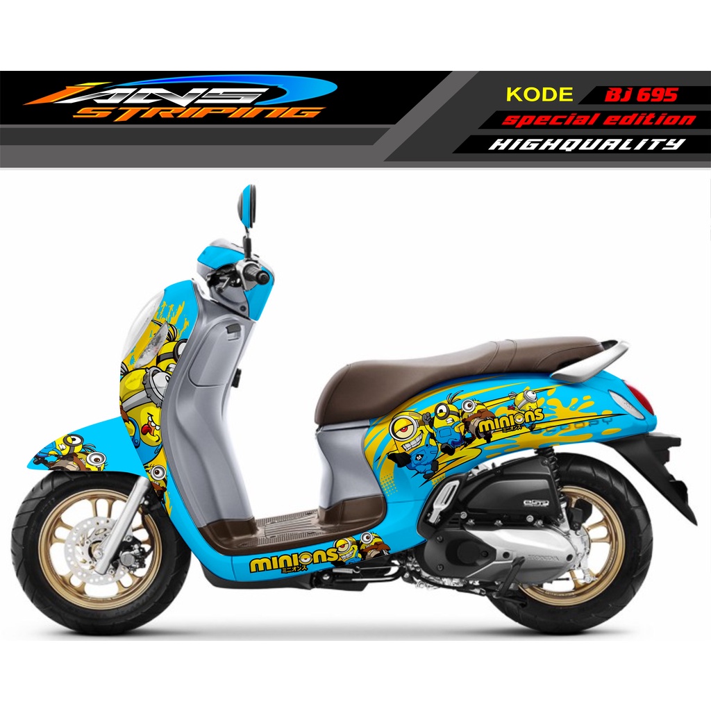 DECAL STICKER HONDA SCOOPY FULL BODY / STICKER VARIASI SCOOPY MINIONS / STICKER TERBARU