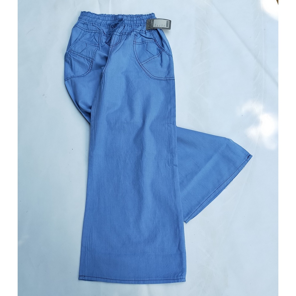 CELANA PANJANG KULOT BAHAN SEMI JEANS PEREMPUAN PINGGANG DARI KARET VINTAGE STYLE MUST HAVE IT