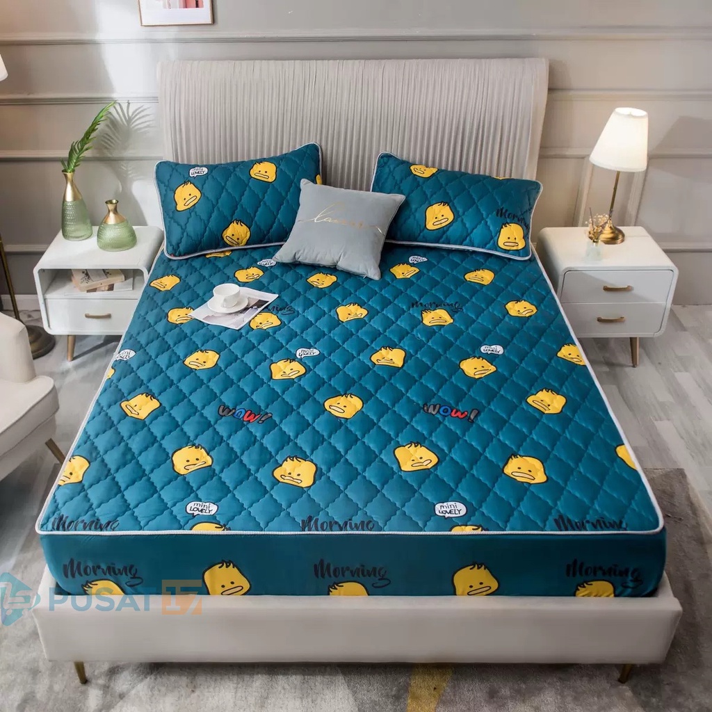 PUSAT17 SPREI WATERPROOF KARAKTER SPREY 160X200CM 180X200CM 200X200CM SPREI ANTI AIR MOTIF / SPREI PROTECTOR MATRAS KASUR 90X200CM 120X200CM-Duck