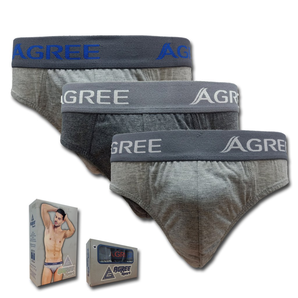 3 Pcs CD Agree Sport 2330 Anti Bacterial Cotton - Celana Dalam Pria Dewasa Karet Boxer  2330