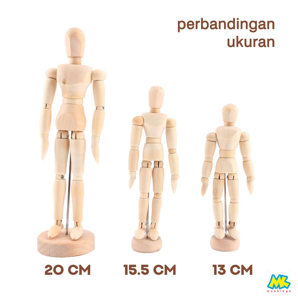 mainan patung manekin kayu / wooden mannequin untuk model gambar