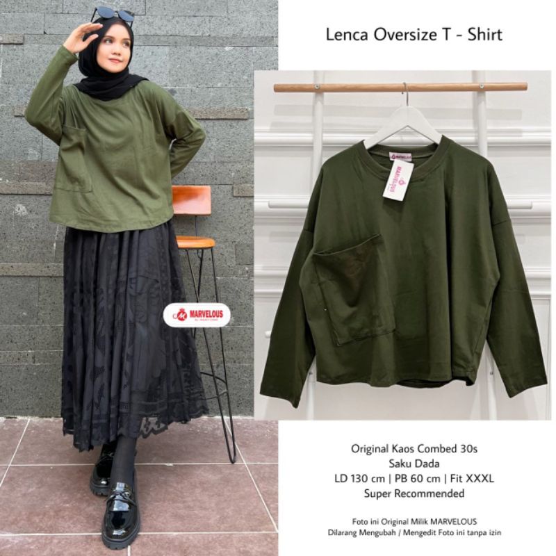 LENCA OVERSIZE T-SHIRT BY MARVELOUS / OVERSIZE KAOS WANITA MUSLIMAH / KAOS KATUN COMBED HALUS