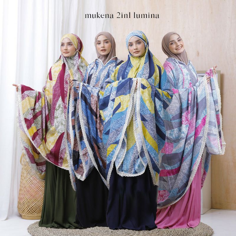mukena Jumbo Rayon printing motif Lumina