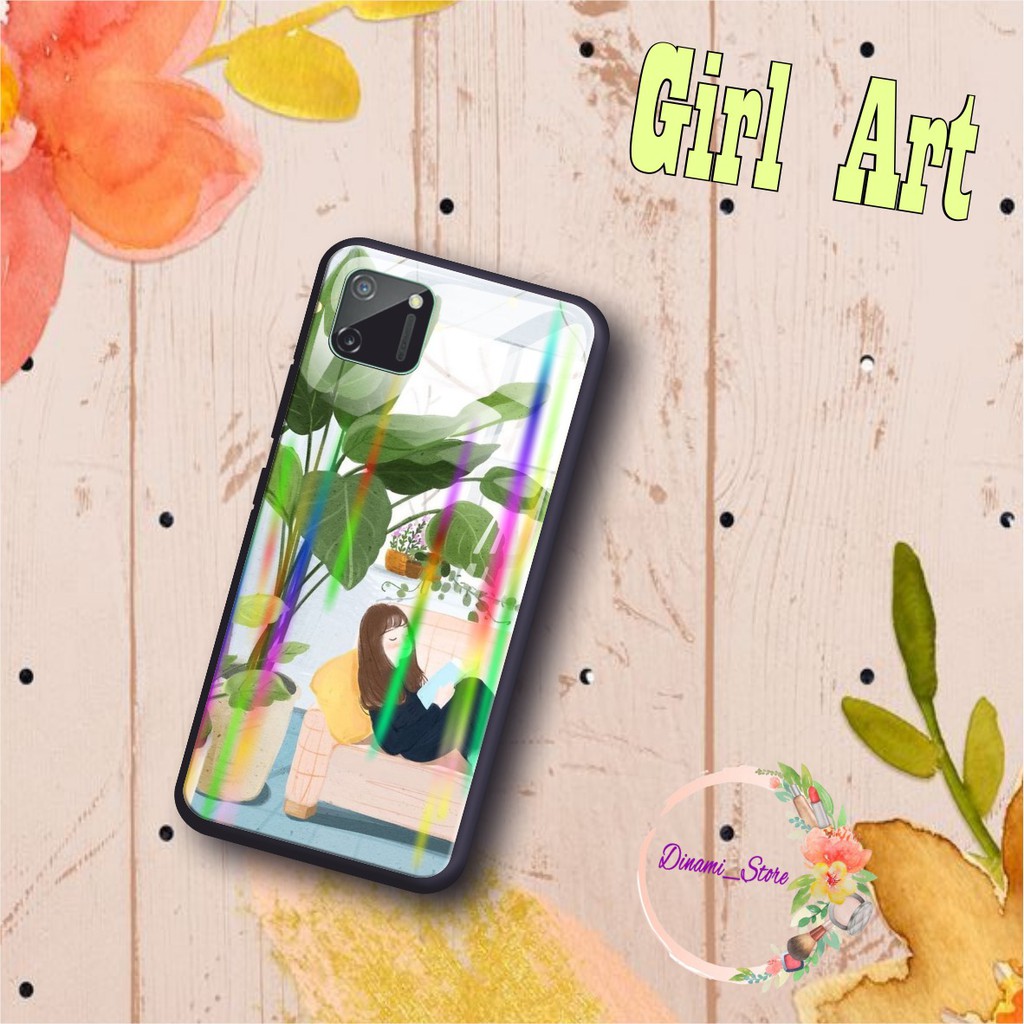 Back case glass aurora GIRL ART Oppo A3s A1k A5 A9 2020 A7 F9 A5s A31 A52 a53 A92 A37 A57 DST1683