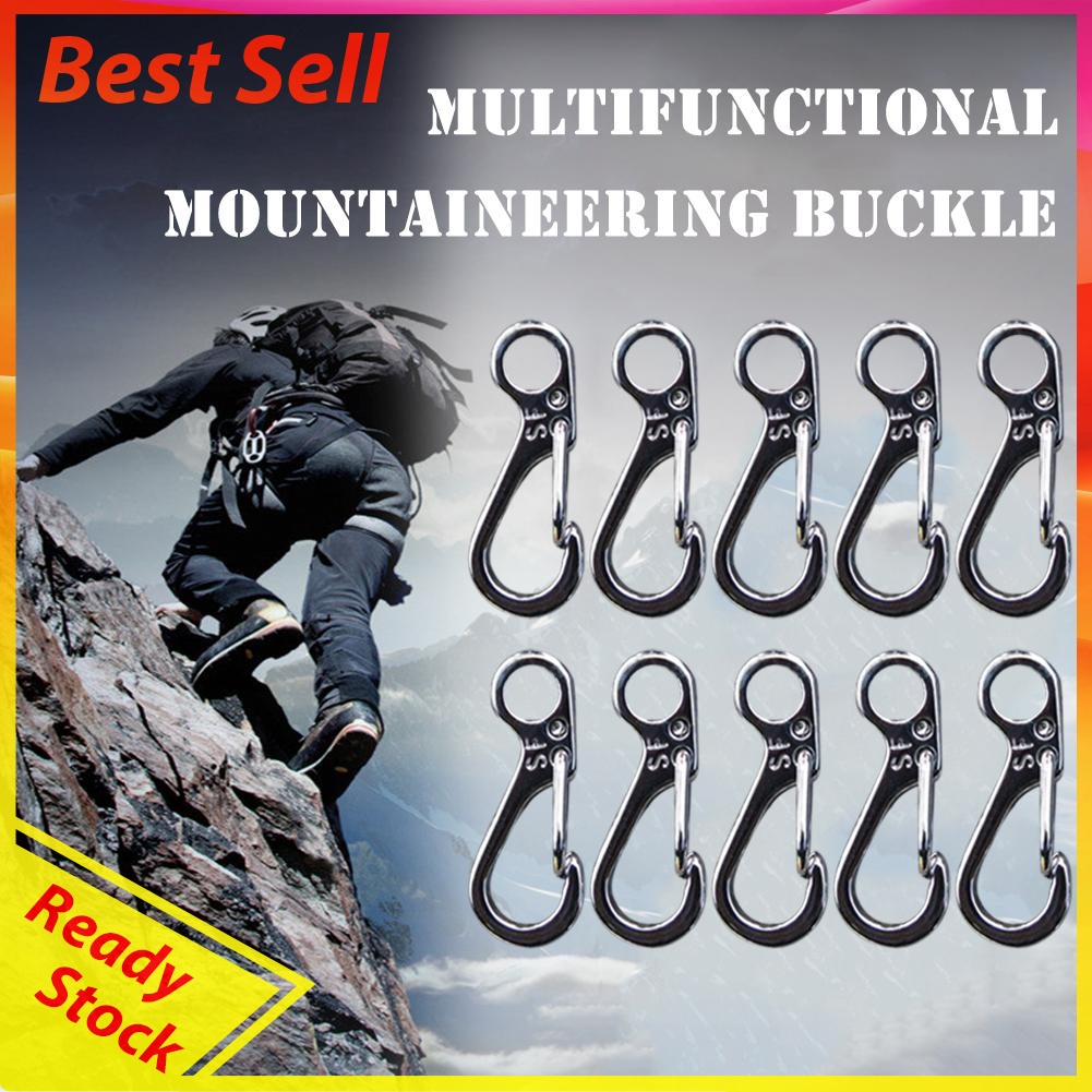 10pcs Mini Carabiner Keychain Outdoor Climbing Spring Buckle Hook EDC Tool