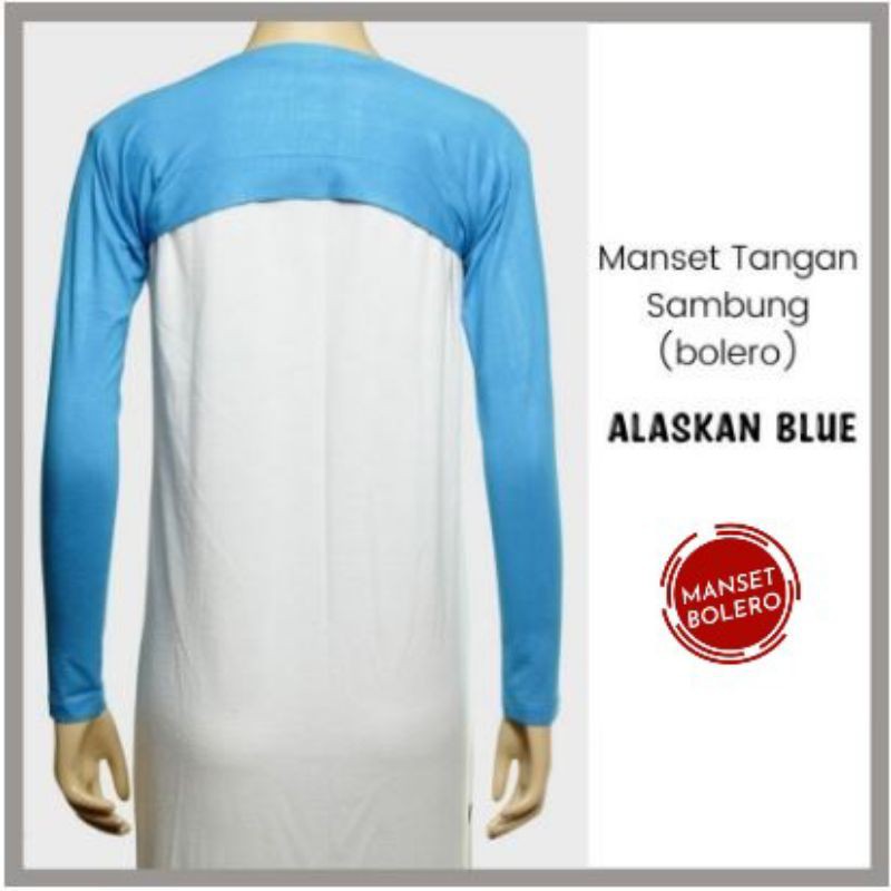 manset tangan sambung bolero warna biru sedang