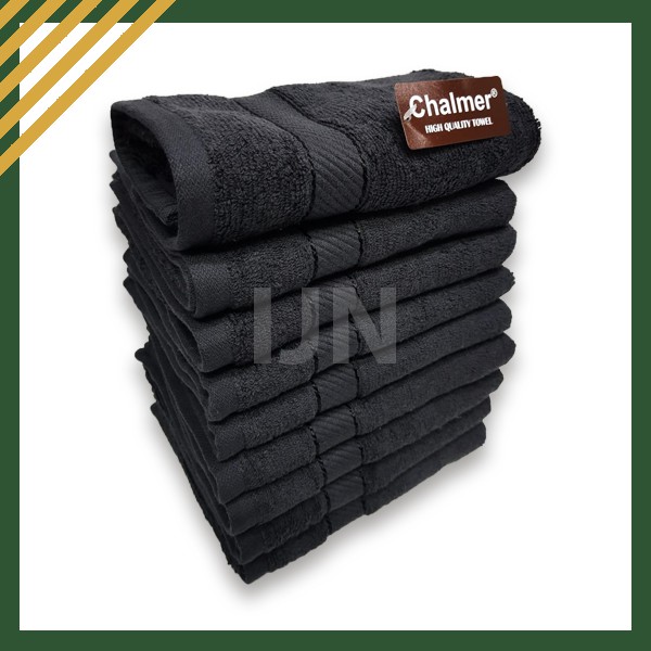 ❤ IJN ❤ Chalmer Handuk Salon Hitam Black Tebal 35x80 Handuk Salon Lusinan Handuk Salon Murah - IJN PLAZA