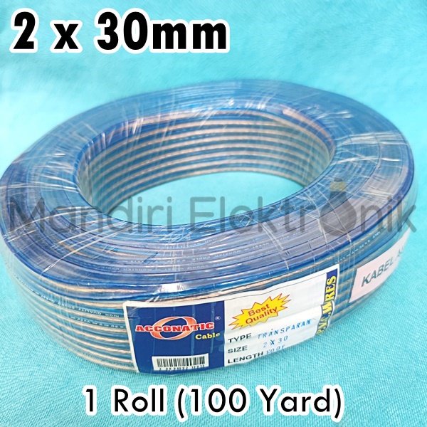 (Roll) Kabel Listrik Transparan 2x30 100Y 1 Roll 100m - Kabel Audio 2x30mm roll - Kabel Listrik Audio 2 x 30 100 Yard