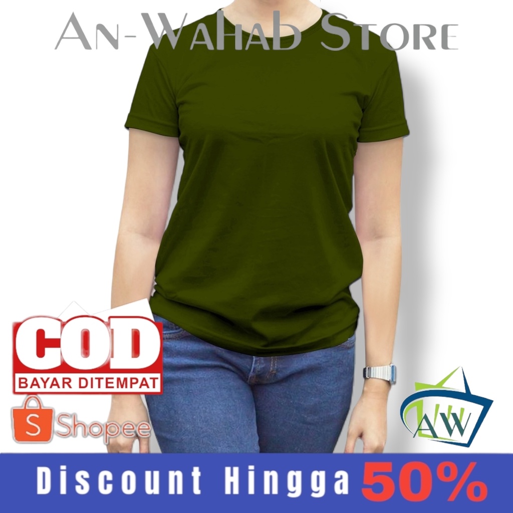 KAOS POLOS WANITA LENGAN PENDEK HIJAU ARMY / KAOS OBLONG WANITA