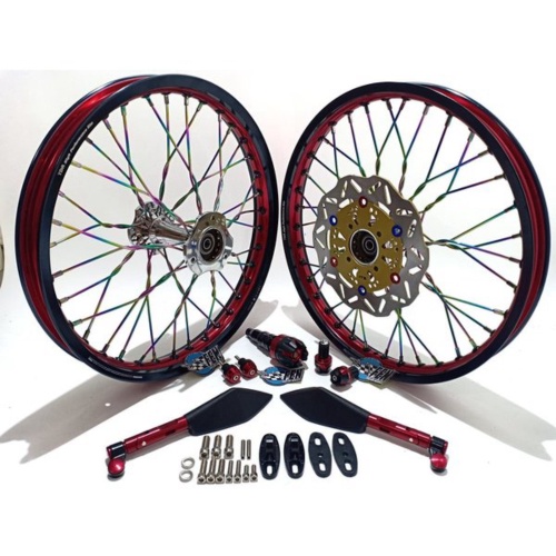 Unik Velg Sepaket Tromol Becak Set Jari-Jari Vixion-Satria Fu-Sonic-MxKing-MxNew-Cb-Ninja R-RR - Bon