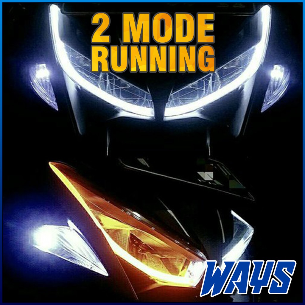 [L203] 2 MODE RUNNING Lampu Alis LED Slim 30cm 60cm Senja Sein Sen Rem Variasi Motor Mobil Universal