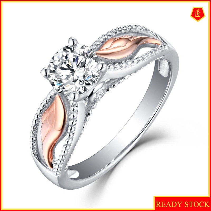 [Ready Stock]Women's Fashionable Elegant Rose Gold Wings Color Separation Ring