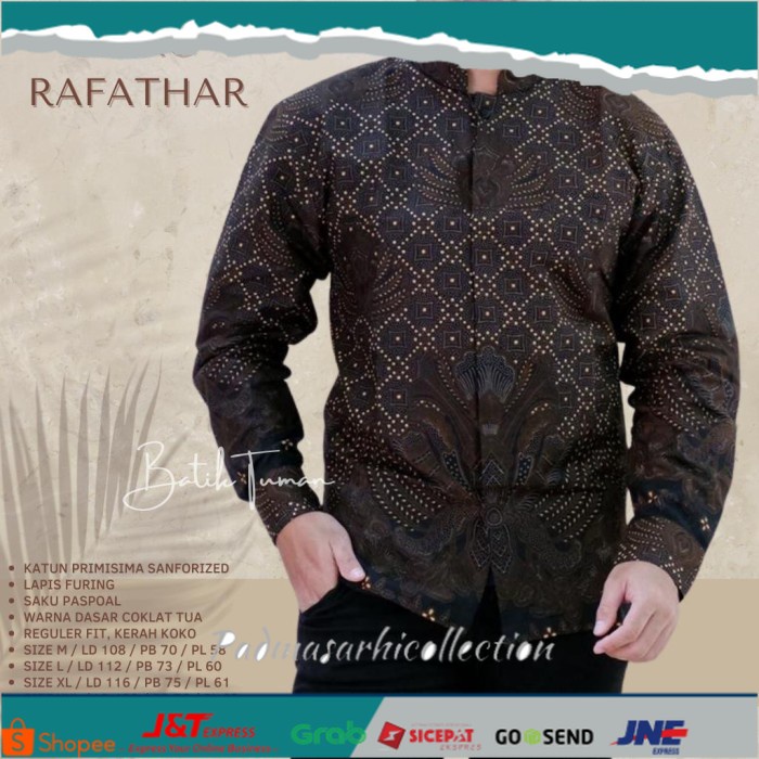 ✨ BISA COD ✨ KOKO RAFATHAR Baju Koko Batik Pria Lengan Panjang Koko Muslim Pria - M