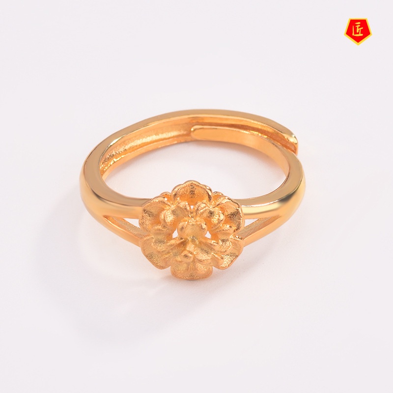 [Ready Stock]Fashion Simple 3D Golden Flower Ring