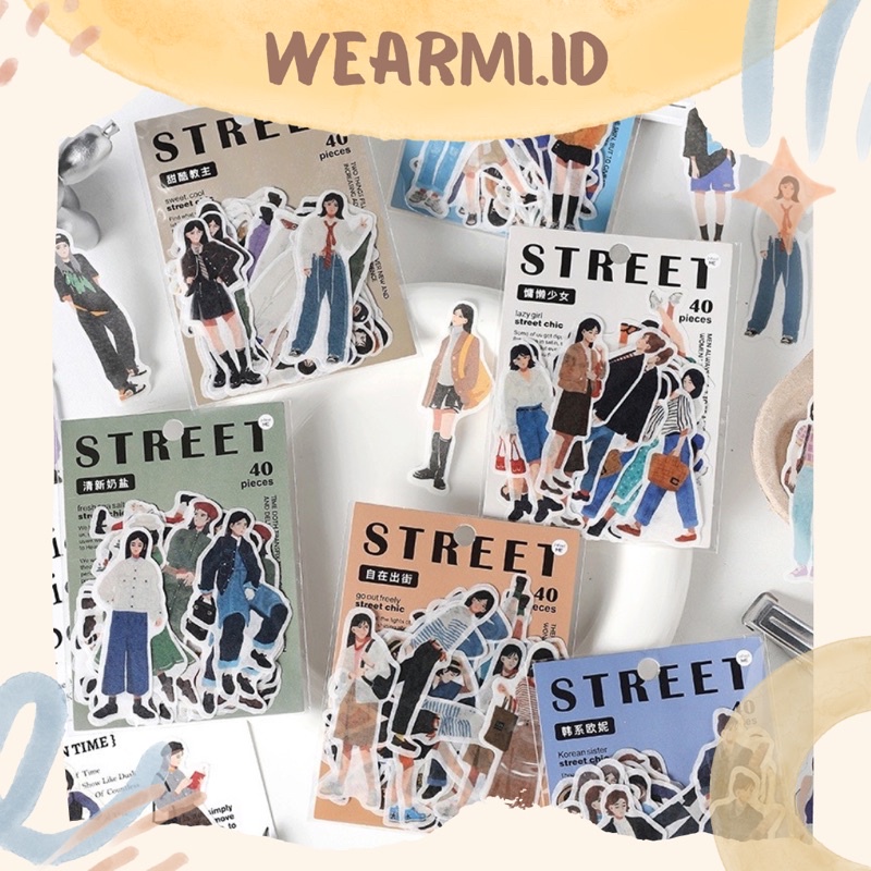 

40 pcs Sticker Pack People Girl Outfit Of The Day Street Colorfull Aesthetics Scrapbook Bujo Jurnal DIY Wearmi