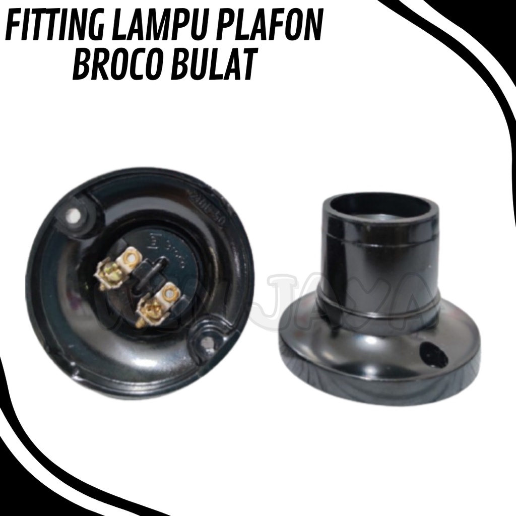 BROCO FITING LAMPU PLAFON BULAT RUMAH LAMPU FITTING LAMPU - HITAM