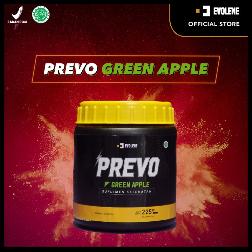 Evolene PREVO Pre-Workout yang HALAL dan BPOM - Pre Workout - Energy Drink - Suplemen - Workout - Minuman Olahraga Prevolene Preworkout BPOM HALAL