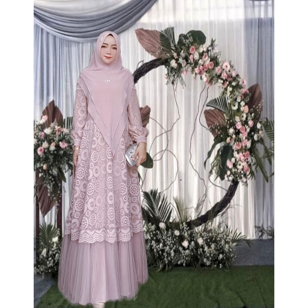 [FAESTA SYAR'I] GAMIS SYARI COUPLE/ DRESS SET FAMILY BROKAT MEWAH TERBARU " KINAN SET " By Faesta Sy