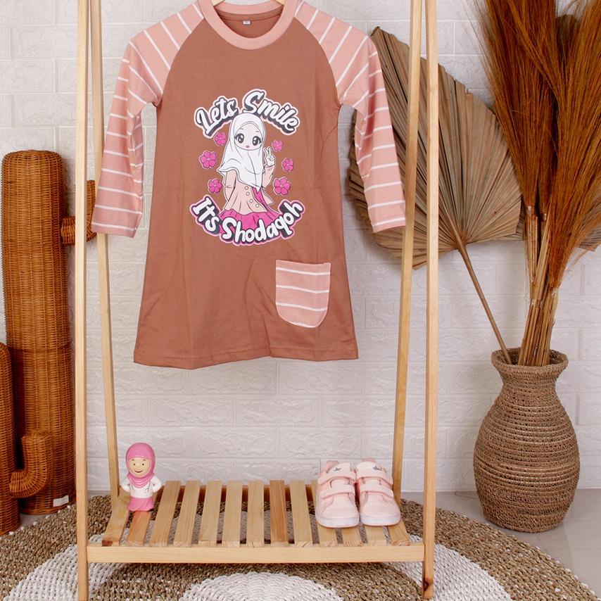 ✯ Dungdungkids Tunik Anak Perempuan Muslimah Cotton Combed Muslim Baju Kaos Cewek Dress Hijab ✷