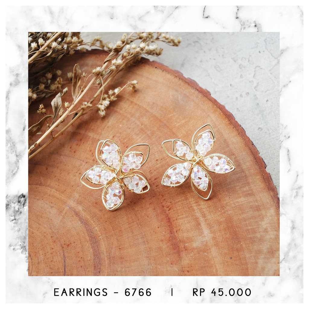 PREMIUM ANTING BUNGA KRISTAL - 6766