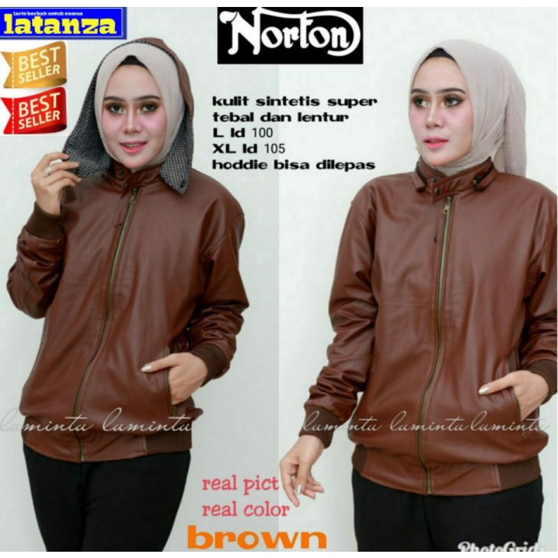 JAKET KULIT NORTON SINTETIS SUPER TEBAL DAN LENTUR | SIZE XL | LEATHER JACKET UNISEX MURAH