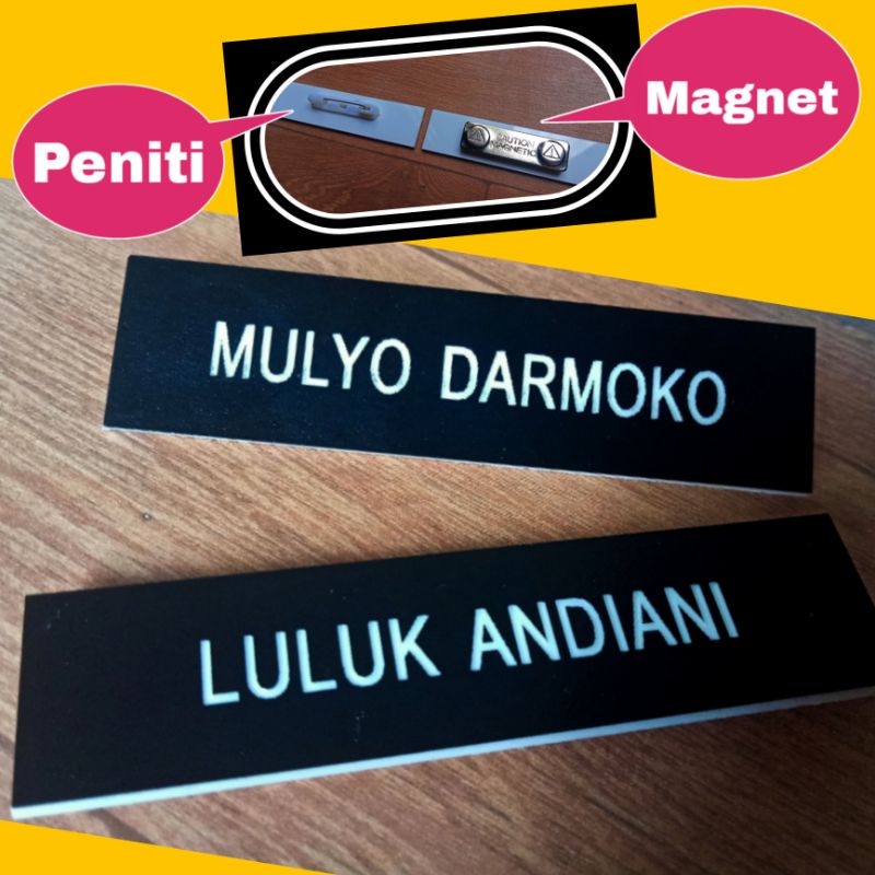 Name Tag Gravir Papan Nama Ukir Peniti &amp; Magnet @Name Tag Murah  @Name Tag Indonesia #Name Tag Indonesia