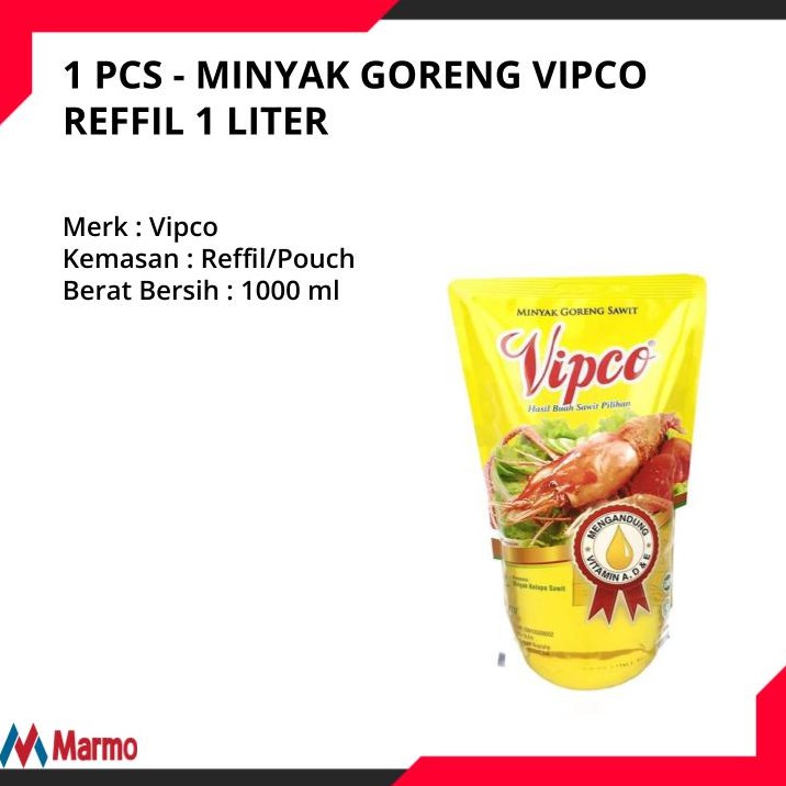 1 Pcs Minyak Goreng Vipco Reffil 1 Liter Shopee Indonesia