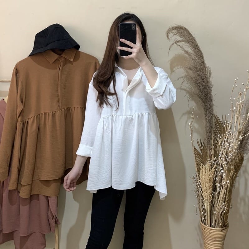 Clarissa Longshirt- Blouse Wanita- Atasan Wanita- Korean Style - Busui Friendly