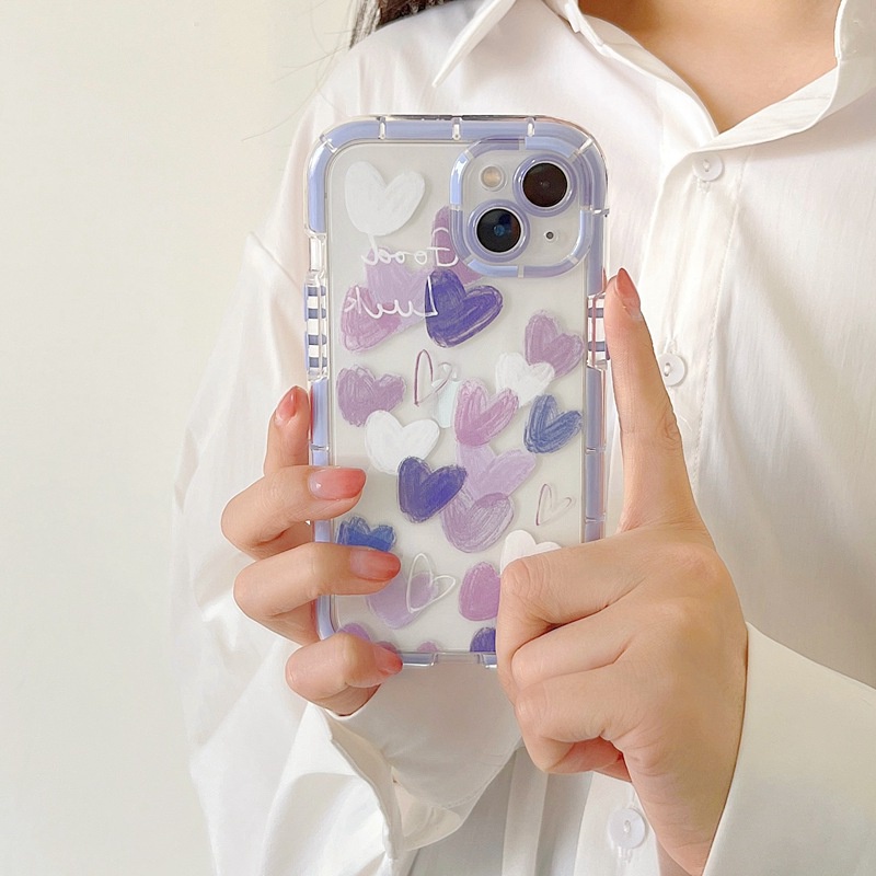 Glowing At Night Soft Case iP iPhone 11 12 13 14 Pro Max X XS XR Max Cute Pink &amp; Purple Love Casing Apple