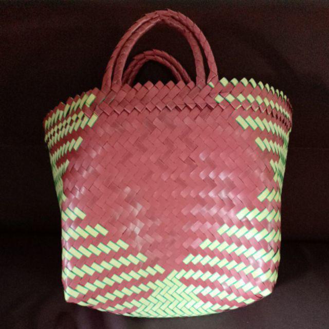 Keranjang Anyaman Plastik Belanja/ Tas Mdium Ke Pasar