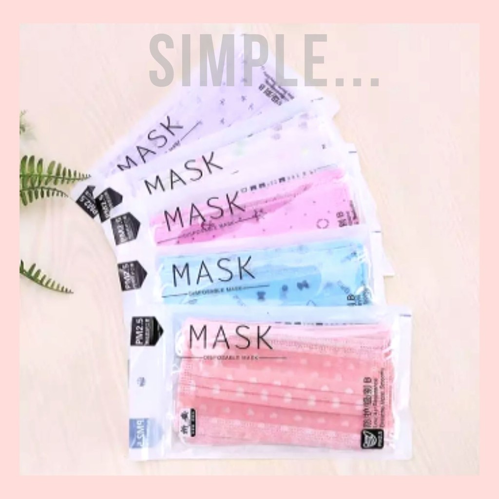 masker mulut motif anti debu sekali pakai