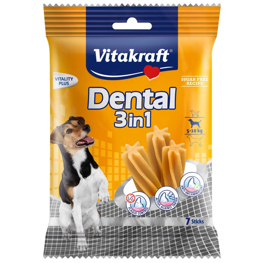 Vitakraft Dental 3in1 Small Makanan Snack Kesehatan Gigi Anjing Kecil