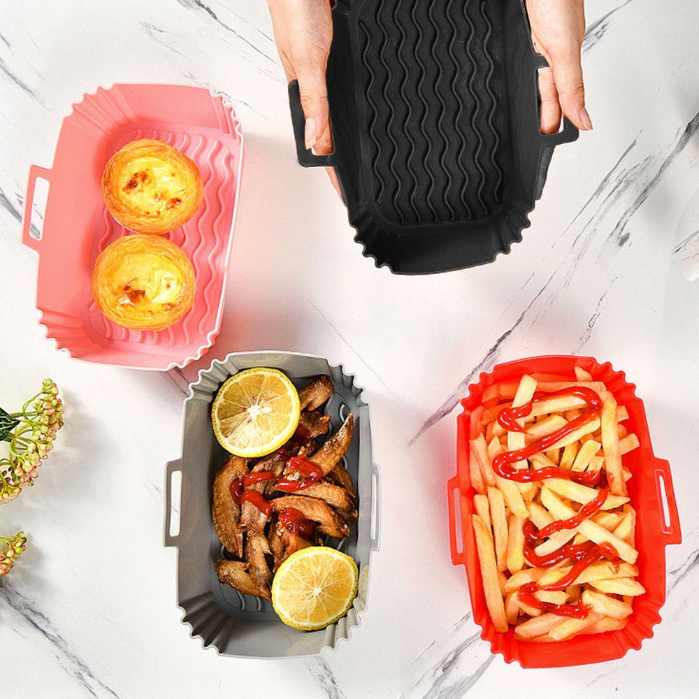 Top Rectangle Silicone Pot Grill Pot Tray Masak Pizza Piring AirFryer Aksesoris Baking Basket