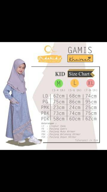 AHZA GAMIS KHAIREEN OIDOKIDS SIZE KIDS MLXL &amp; JUNIOR 8910