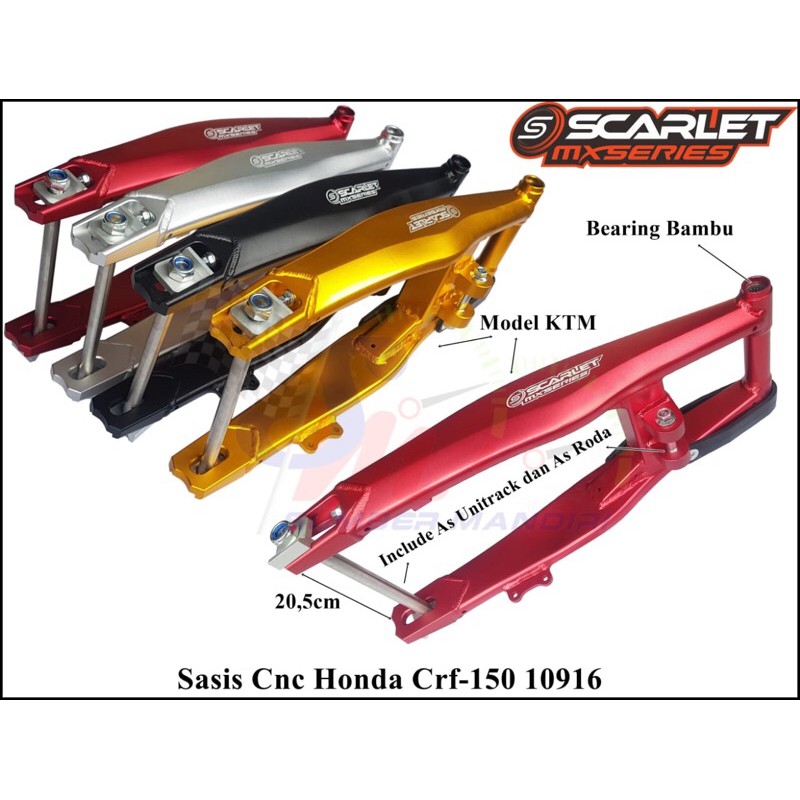Swing arm crf 150 scarlet racing mxseries / sasis crf 150 / lengan ayun crf 150 / garpu belakang crf